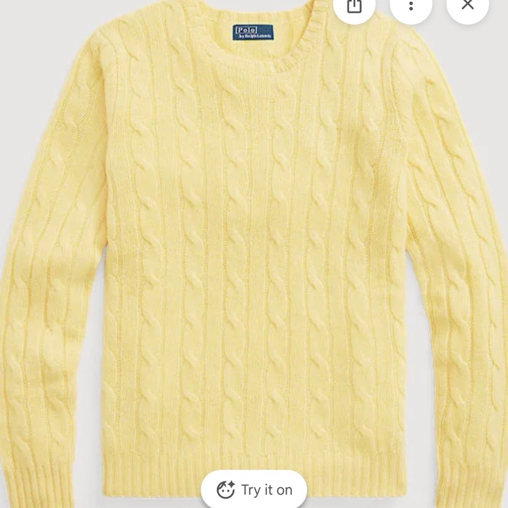 Polo by Ralph Lauren Yellow Cable Knit Crewneck Sweater - Picture 5 of 5
